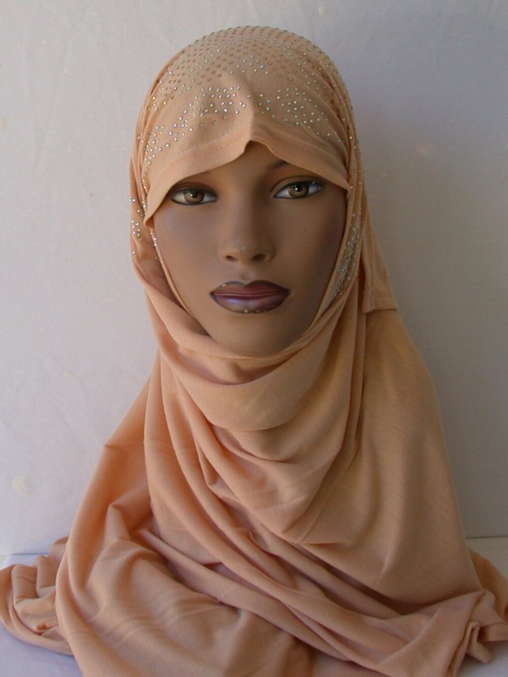 Tan Rhinestone Oblong Scarf Scarves Princess Crown Hijab 29x70 Shawl